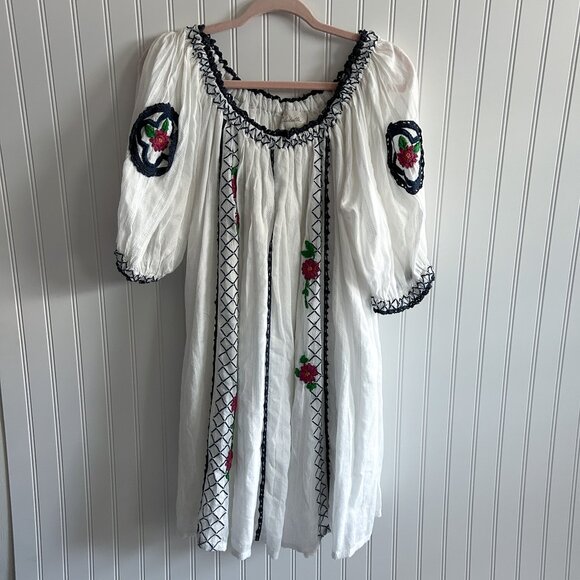 Cleobella Farida White Embroidered Mini Dress Size Medium - Picture 2 of 4